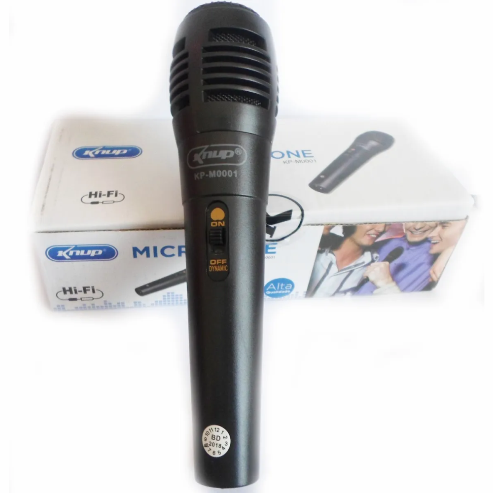 Microfone Dinâmico Chave On Off P10 Knup Kp-m0001